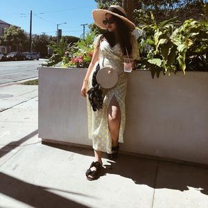 Zara Dress with neon lime polka dots